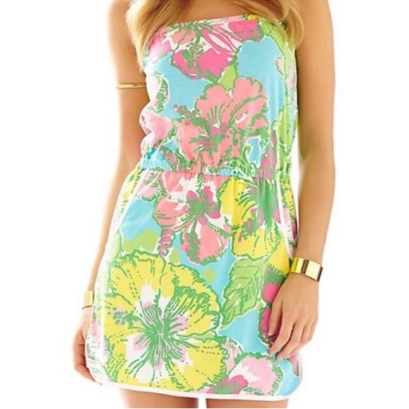 Lilly Pulitzer Lucy Shorely Floral Strapless XS Romper - Picture 1 of 9